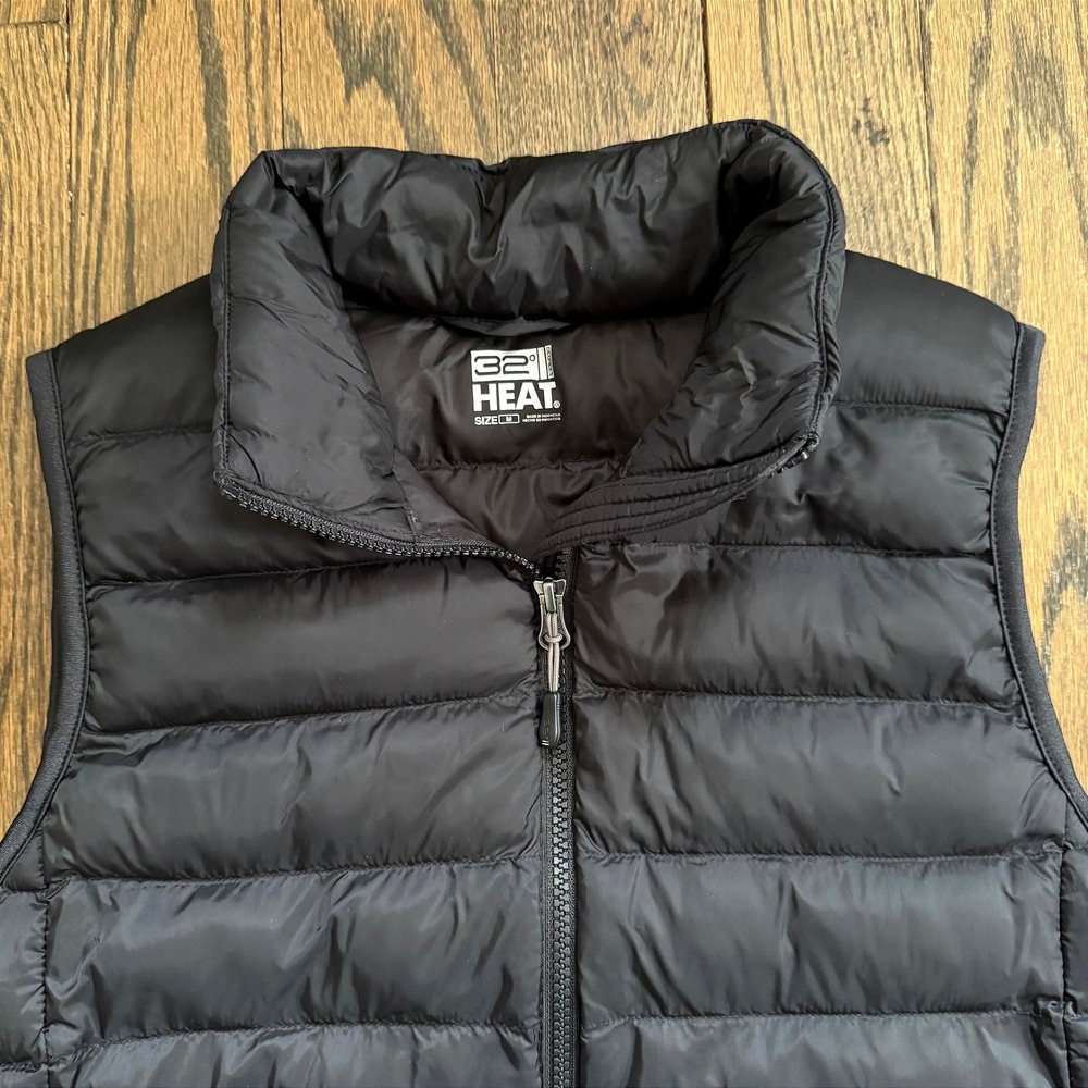 32 Degrees Heat Black Puffer Vest Womens Medium Full Zip Quilted Lightweight - Picture 7 of 13